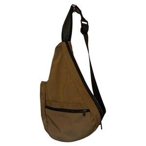 LL Bean Traveler Nylon Back Bag ling Crossbody Ameri-bag Tan Black Single Strap